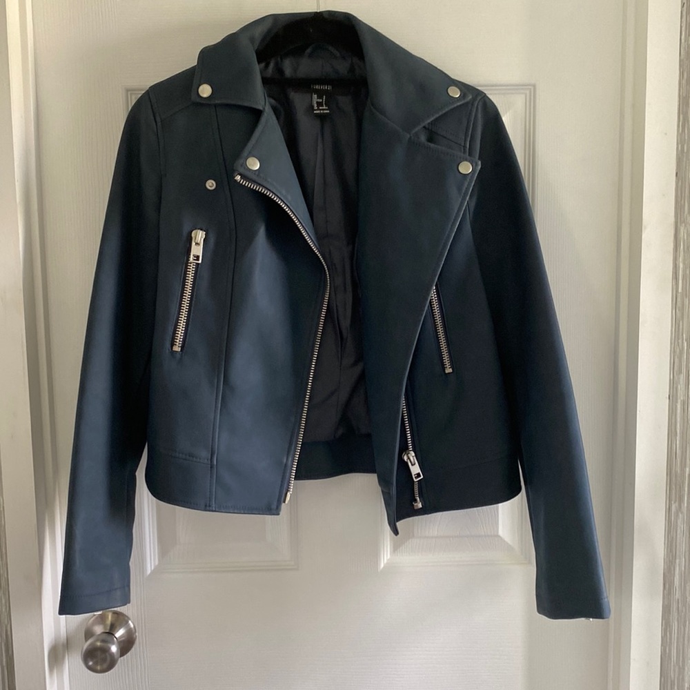 Fall back-to-school Forever 21 Navy Jacket 20” length 24” sleeves